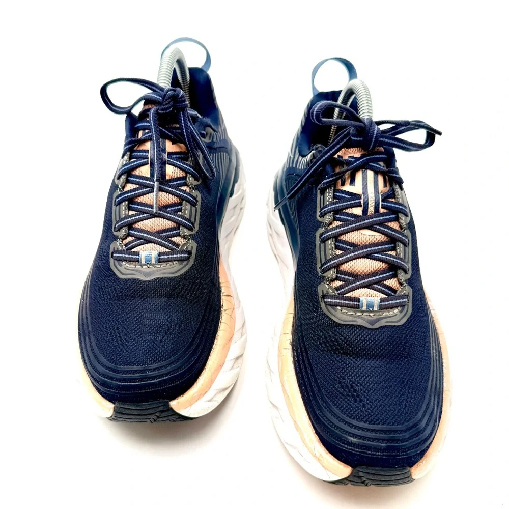 Hoka Women's Navy and Peach Athletic Running Shoes